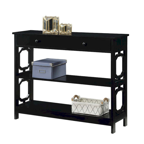 1-Drawer Console Table with Shelves and Geometric Sides