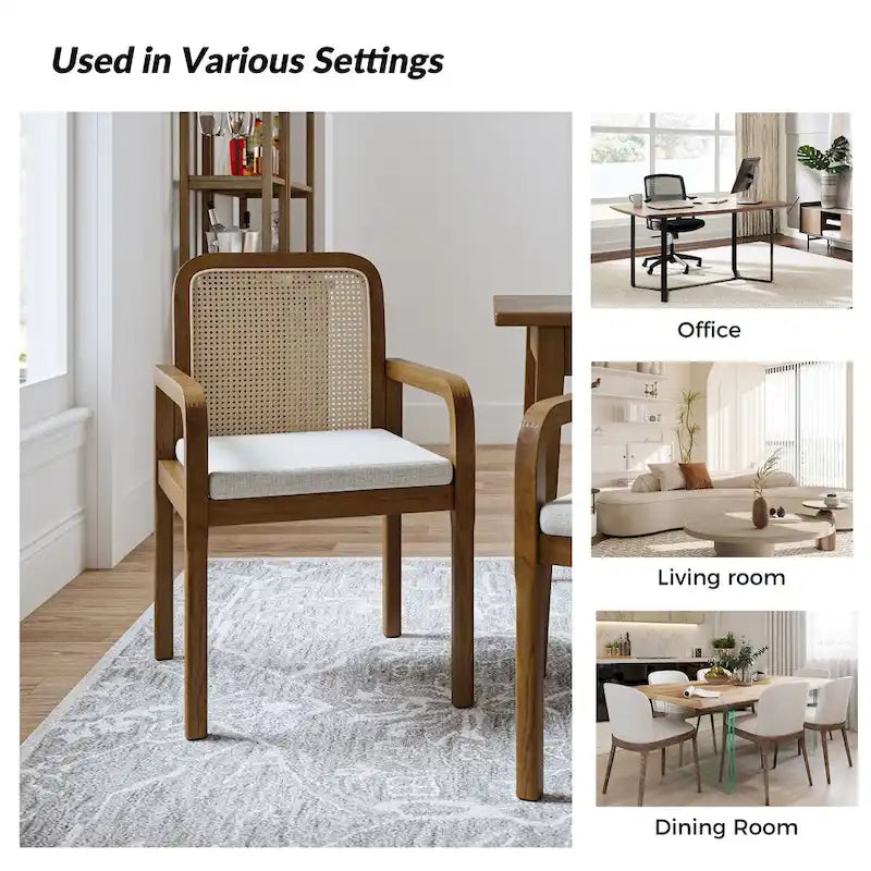 Antoine Modern Ratten Back Dining Chair with Removable Cushion Set of 2 by HULALA HOME