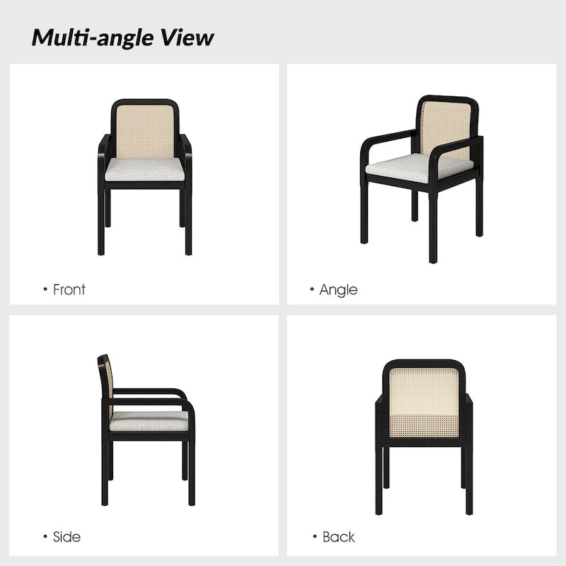 Antoine Modern Ratten Back Dining Chair with Removable Cushion Set of 2 by HULALA HOME