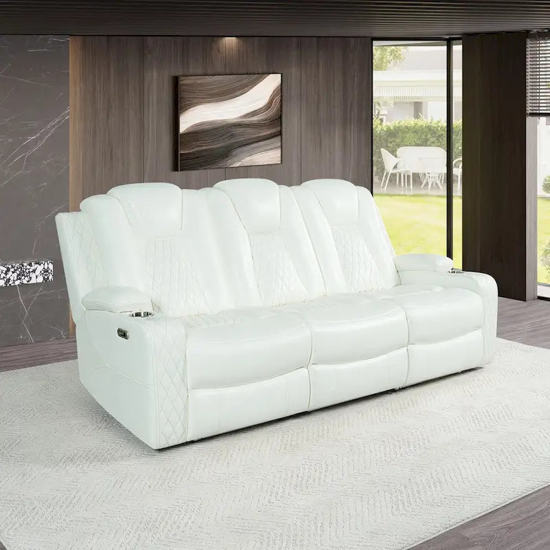 Premium Air Leather Home Theater Loveseat with LED Lights, Recliner with Built-in Speakers & Wireless Charging