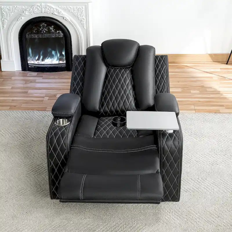 Premium Air Leather Home Theater Loveseat with LED Lights, Recliner with Built-in Speakers & Wireless Charging