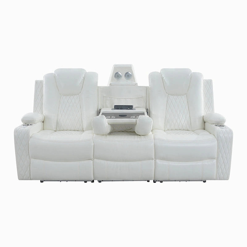 Premium Air Leather Home Theater Loveseat with LED Lights, Recliner with Built-in Speakers & Wireless Charging