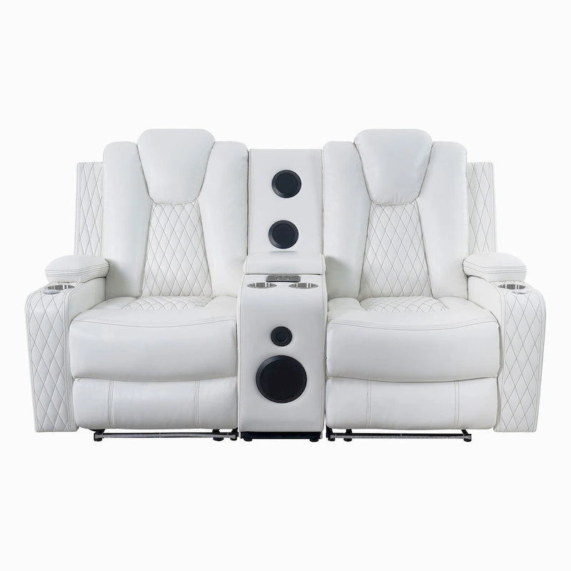Premium Air Leather Home Theater Loveseat with LED Lights, Recliner with Built-in Speakers & Wireless Charging