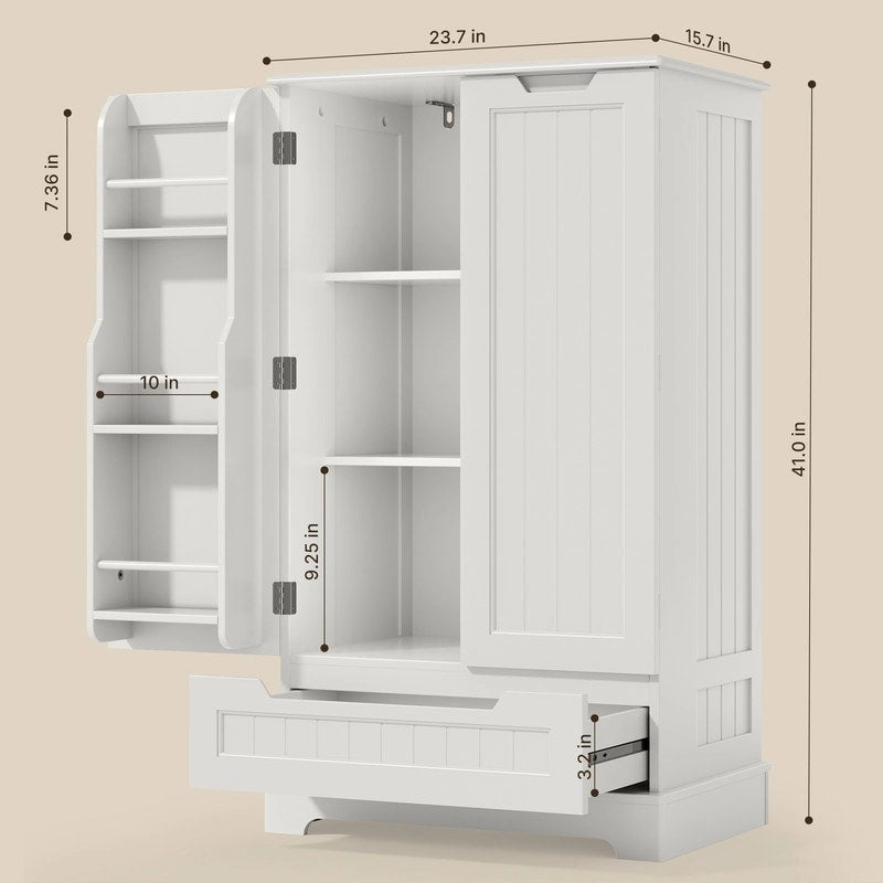 Kitchen Pantry Storage Cabinet, Freestanding Storage with Shelves and 1 Drawer