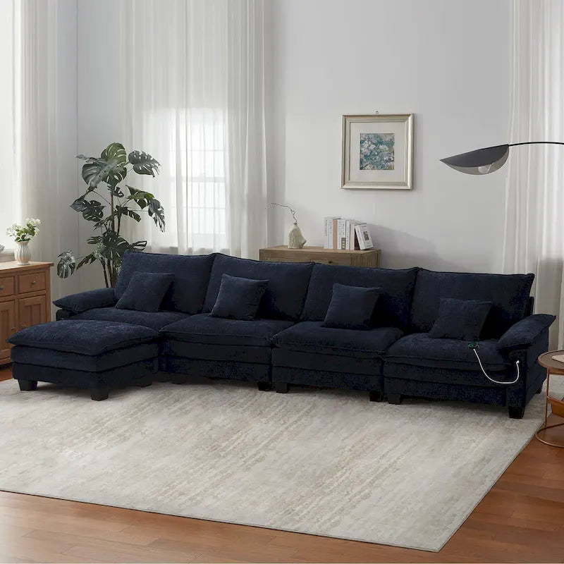 5 Seat Modular Sofa Sleeper Couch Set Convertible L Shaped Sofa Couch for Living Room