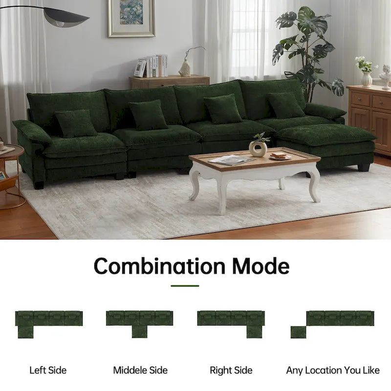 5 Seat Modular Sofa Sleeper Couch Set Convertible L Shaped Sofa Couch for Living Room
