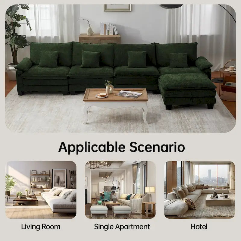 5 Seat Modular Sofa Sleeper Couch Set Convertible L Shaped Sofa Couch for Living Room