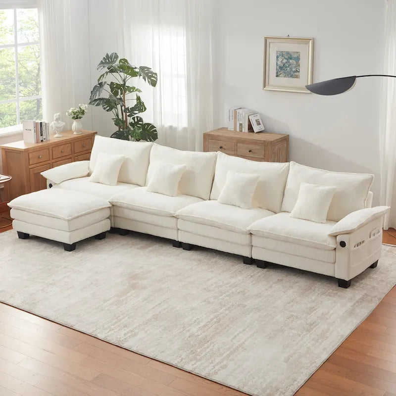 5 Seat Modular Sofa Sleeper Couch Set Convertible L Shaped Sofa Couch for Living Room