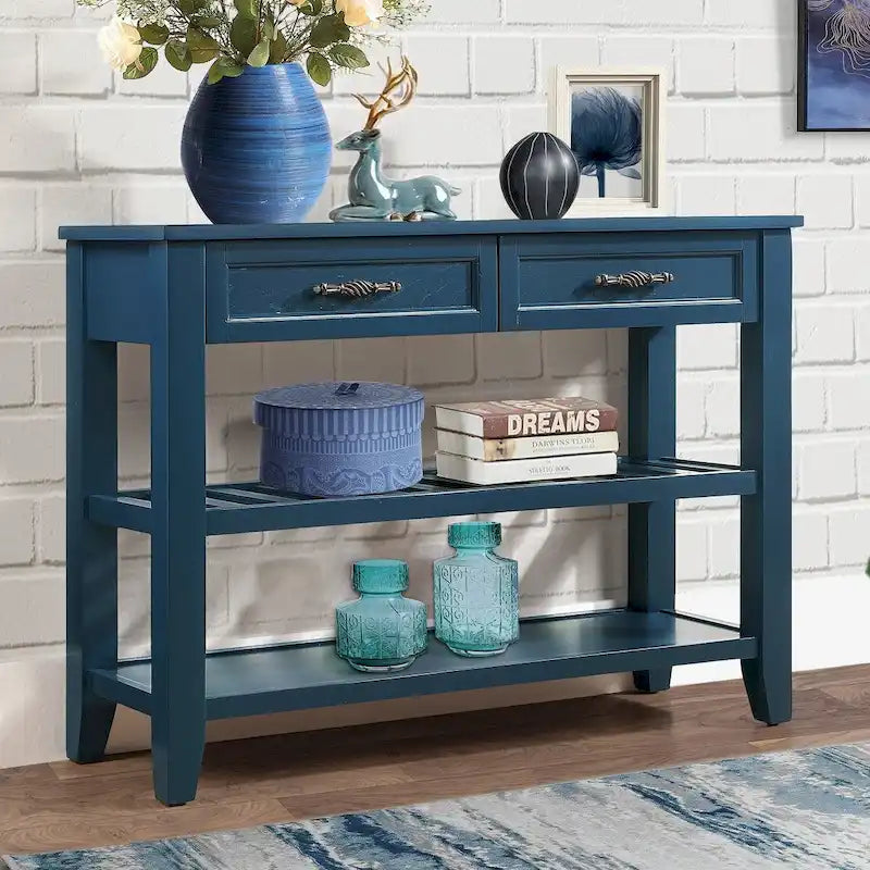 42 Console Sofa Table with Drawers and Tiers Shelves